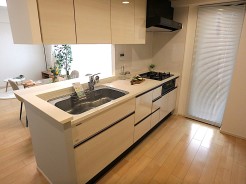 カウンターキッチン（シャワー蛇口に浄水器付）